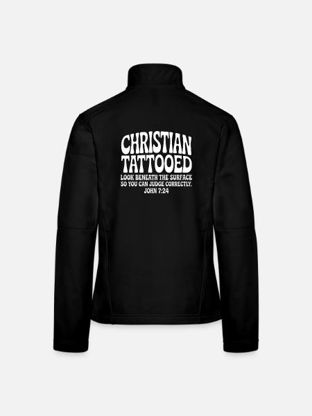 Christlich tätowierter Blick unter die Oberfläche - Frauen Softshelljacke - Schwarz - Hinten