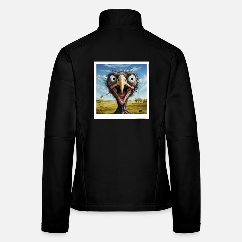 Bizarre ostrich face in the savannah Women's Softshell Jacket