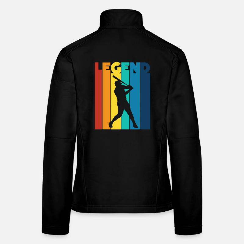Baseball Legend Retro Batting Player Fan - Women's Softshell Jacket - black