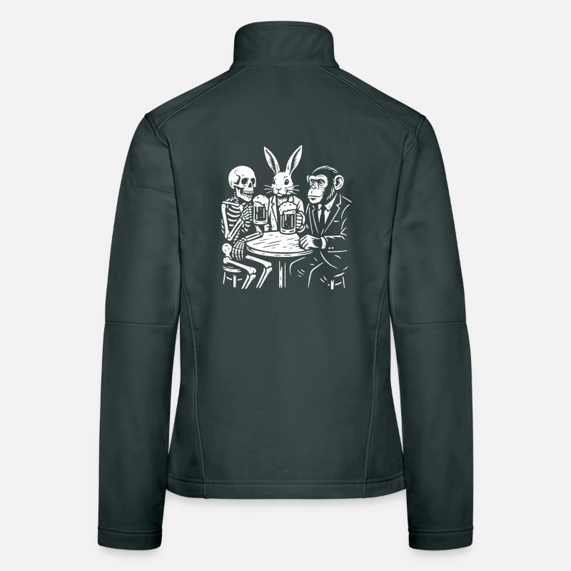Toasting Trio: Skeleton Rabbit Ape Women's Softshell Jacket