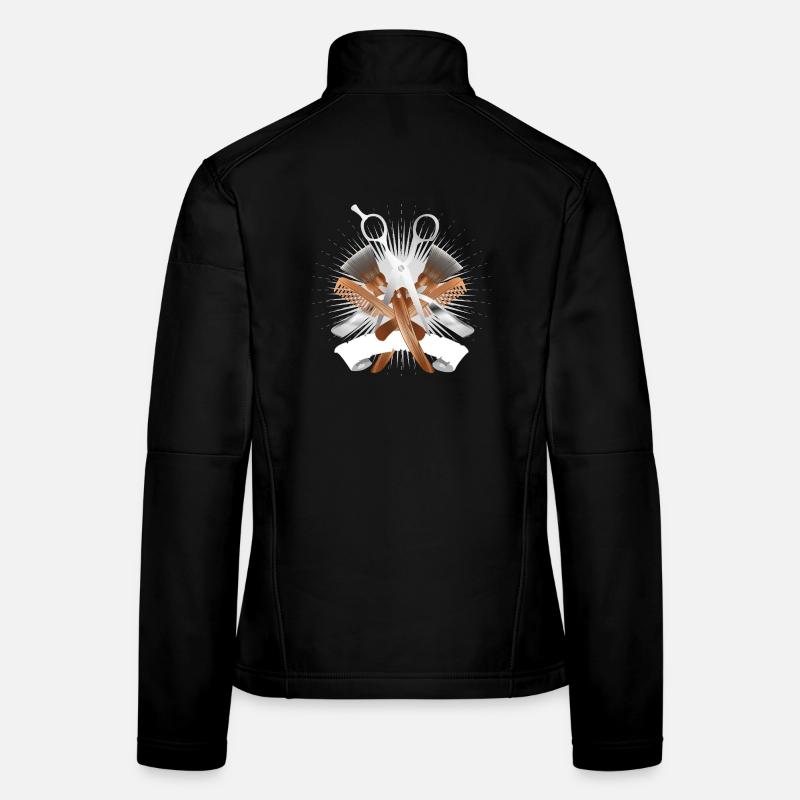 Stylish barber motif with scissors and tools Women's Softshell Jacket