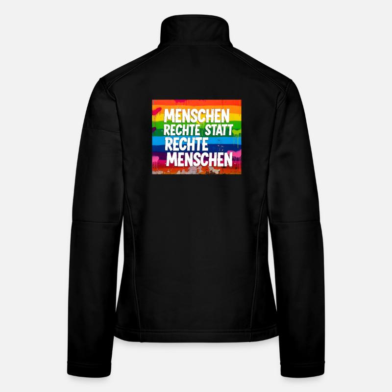 Menschenrechte statt rechte Menschen Statement Frauen Softshelljacke