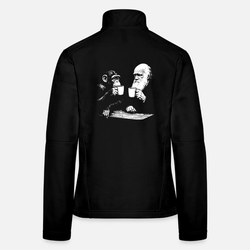 Darwin et le singe buvant du café Veste en tissu softshell Femme
