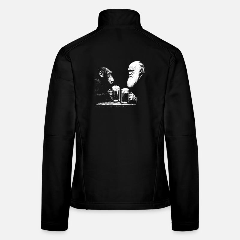 Schimpanse und Darwin trinken Bier Frauen Softshelljacke