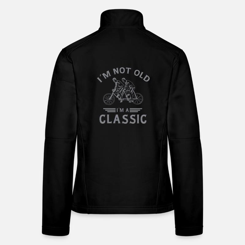 Design de l’expression classique du cycliste en tandem vintage Veste en tissu softshell Femme