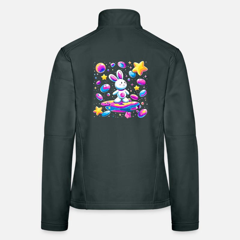 Galactic Rabbit on Surfboard Women's Softshell Jacket
