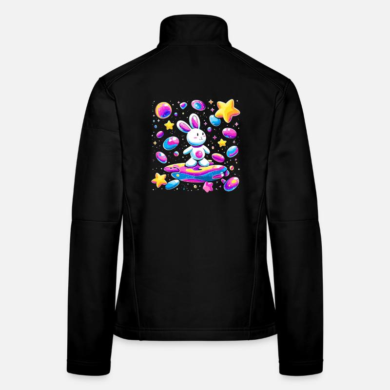 Lapin Galactique sur une planche de surf Veste en tissu softshell Femme