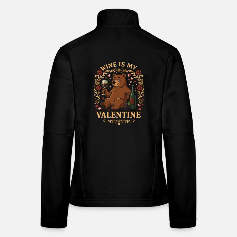 Le vin est mon ours de la Saint-Valentin Veste en tissu softshell Femme