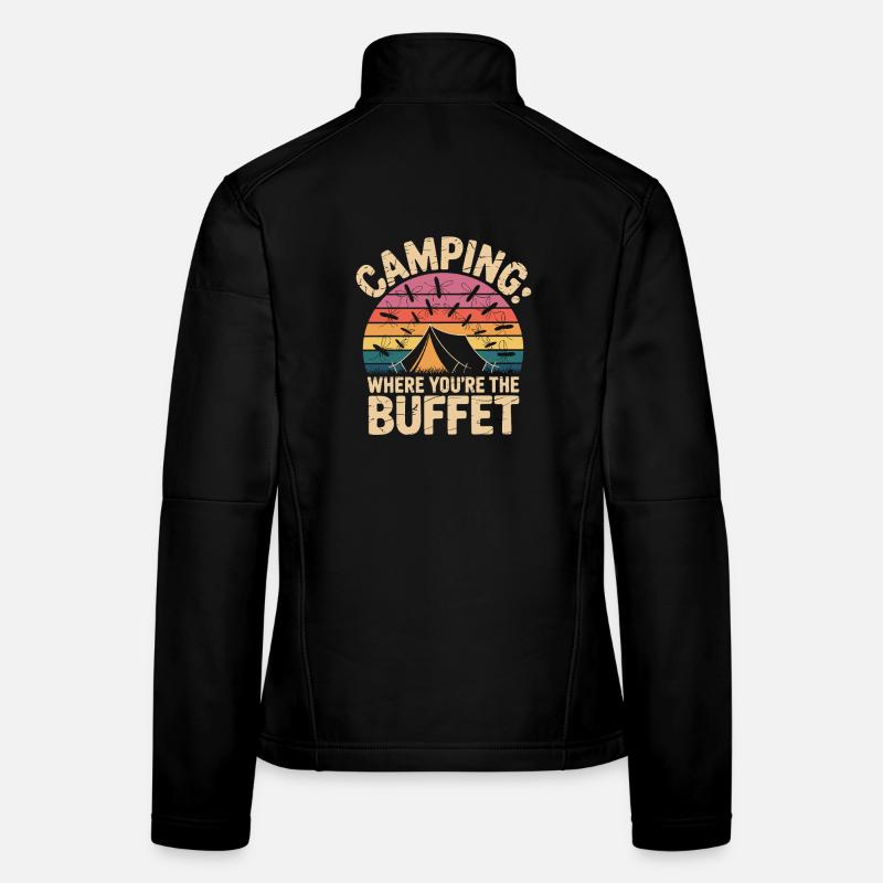 Camping Là où l’on est Le Buffet Lustiger Camping Veste en tissu softshell Femme