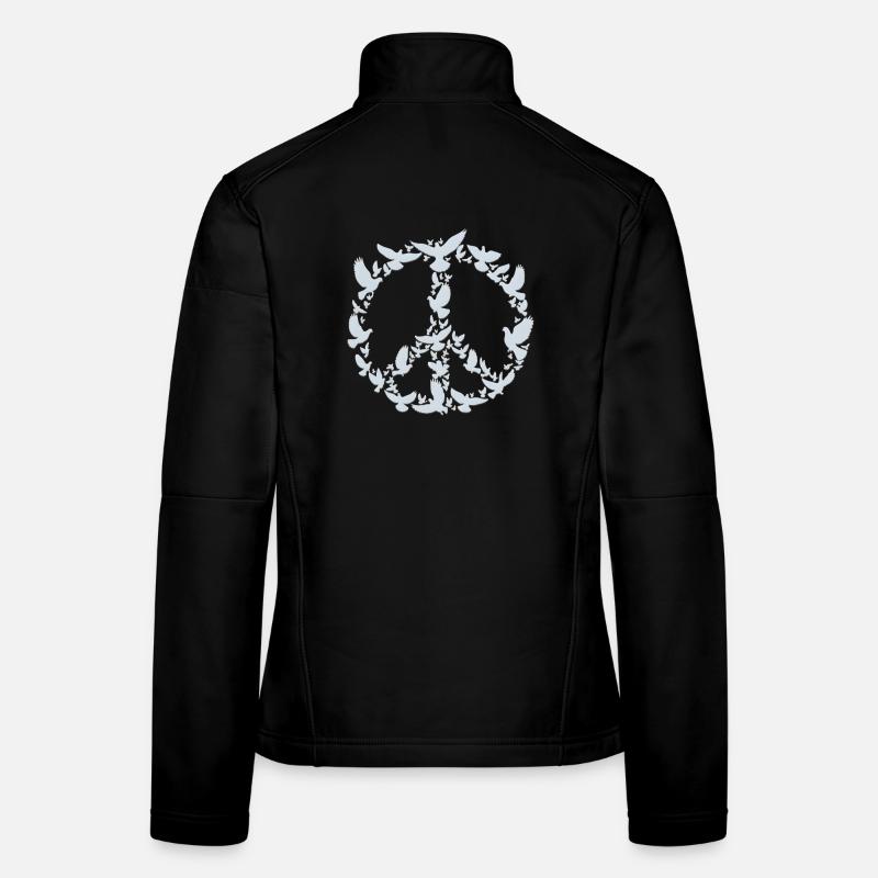 Friedenstauben im Peace Symbol Design - Frauen Softshelljacke - Schwarz