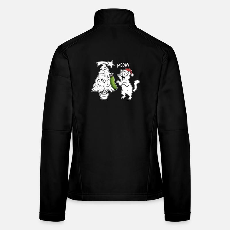 Amusement félin de Noël avec du concombre Veste en tissu softshell Femme