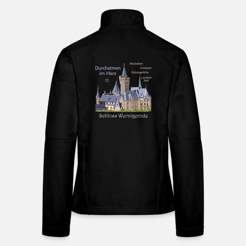 Wernigerode dans les montagnes du Harz, dessin manuscrit du château Veste en tissu softshell Femme