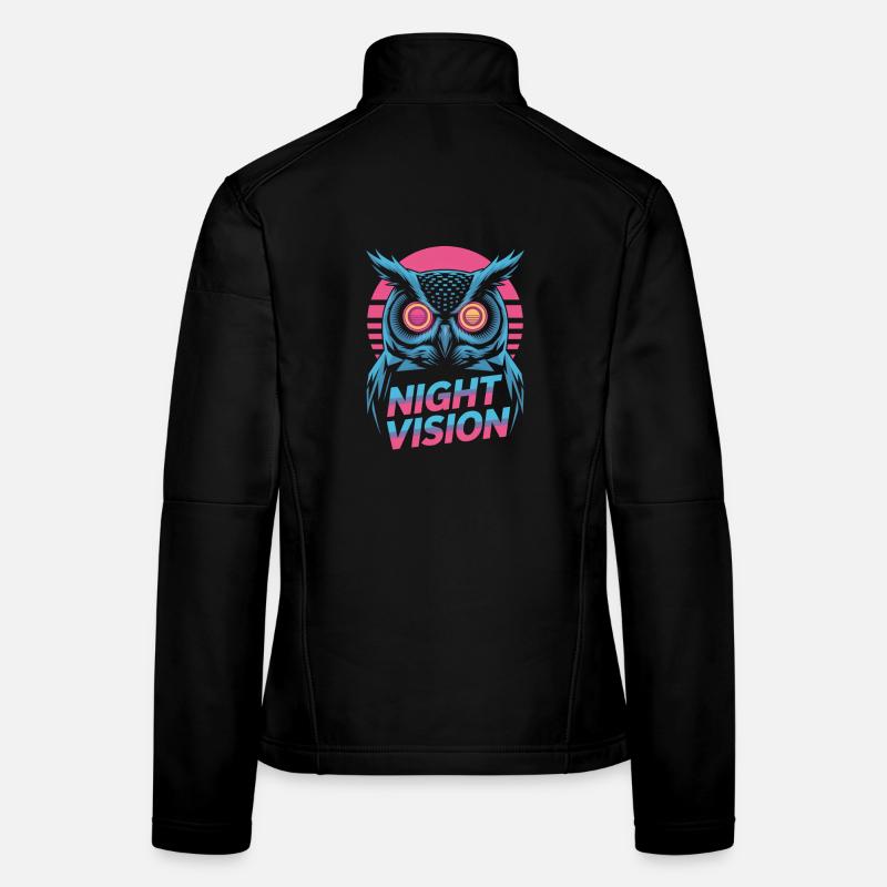 Night Vision Eule Retro Nacht Gaming Frauen Softshelljacke
