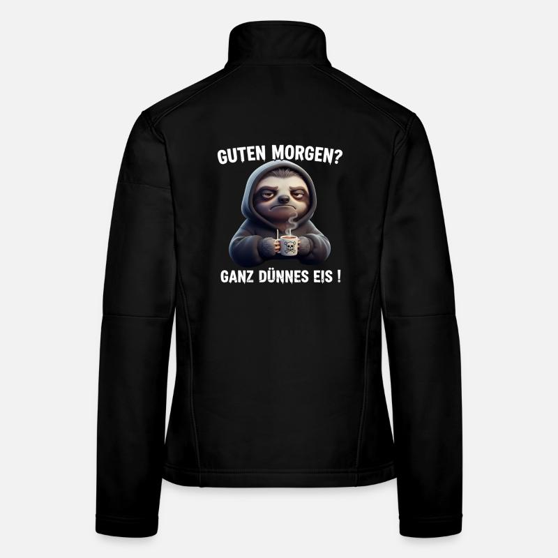 Grim Sloth with Coffee Saying Design Women's Softshell Jacket