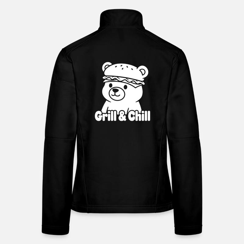 Bär mit Burger-Hut - Frauen Softshelljacke - Schwarz