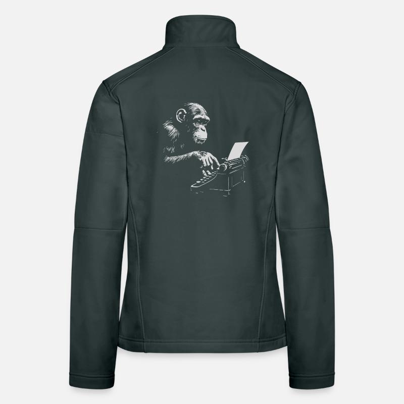 Chimp Typist Retro Print Women's Softshell Jacket