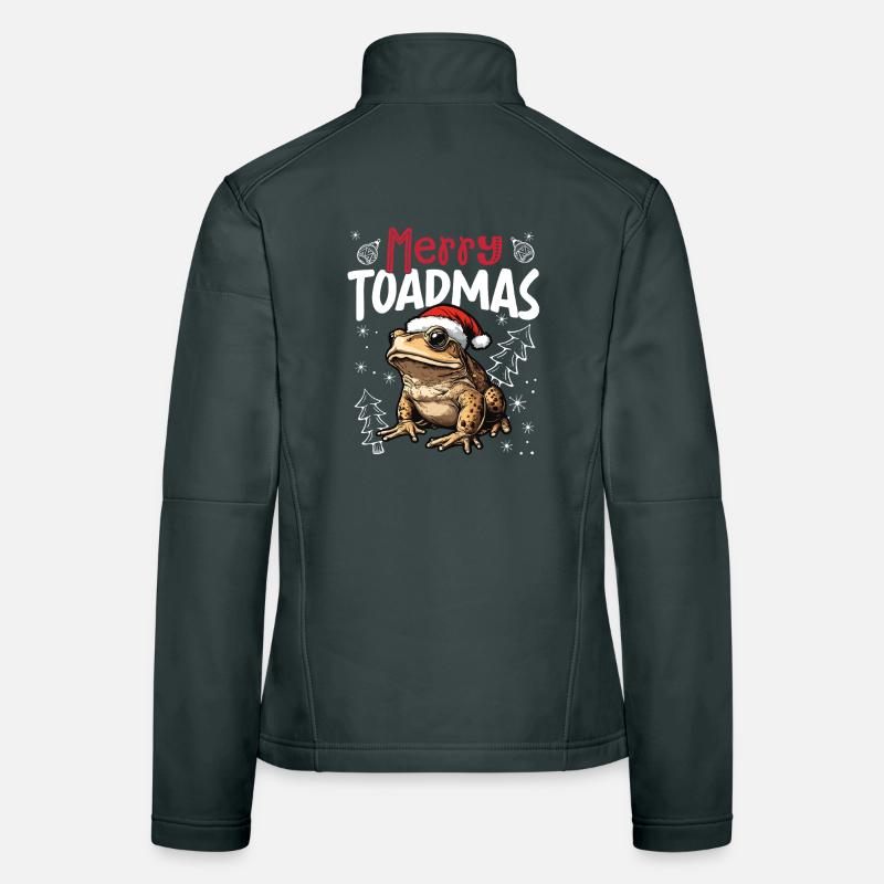 Merry Toadmas Funny Toad Christmas Motif Women's Softshell Jacket