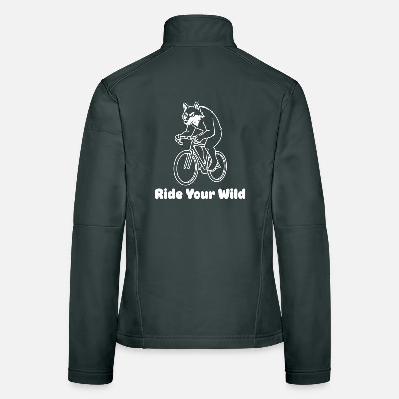 Wolf cyclist on bicycle Women's Softshell Jacket