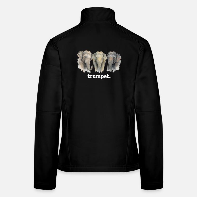 Trompette d’éléphant Amusé drôle d’éléphants Tromp Veste en tissu softshell Femme