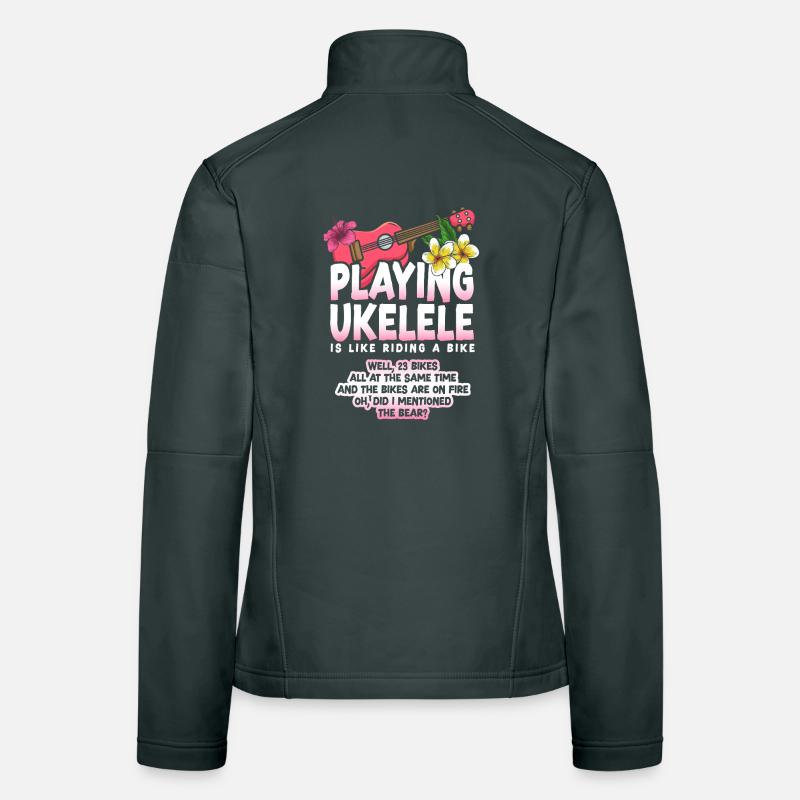 Hawaiian Ukulele Uke Playing Women's Softshell Jacket