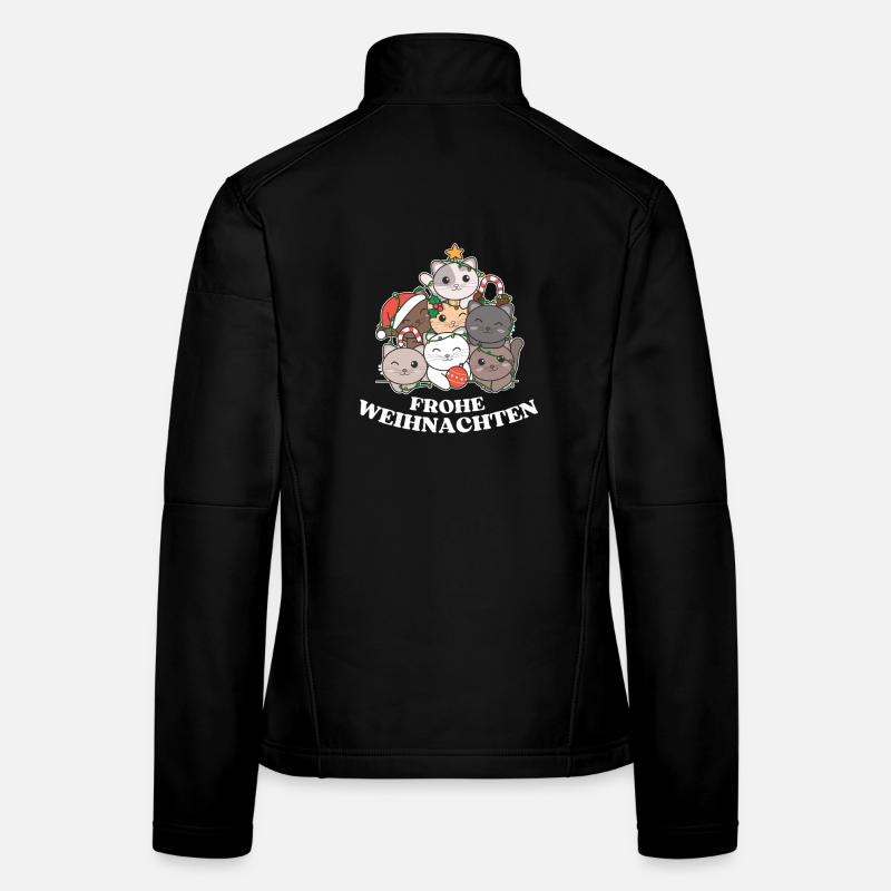 Frohe Weihnachten Katze Heiligabend Katzen - Frauen Softshelljacke - Schwarz