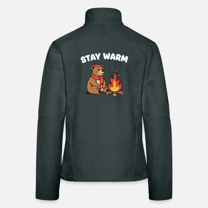 Winter bear at the campfire Women's Softshell Jacket