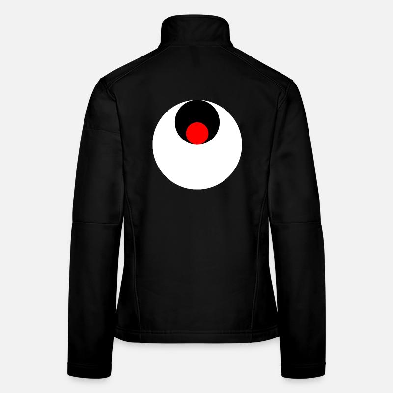 3 circles, white, black and red Women's Softshell Jacket