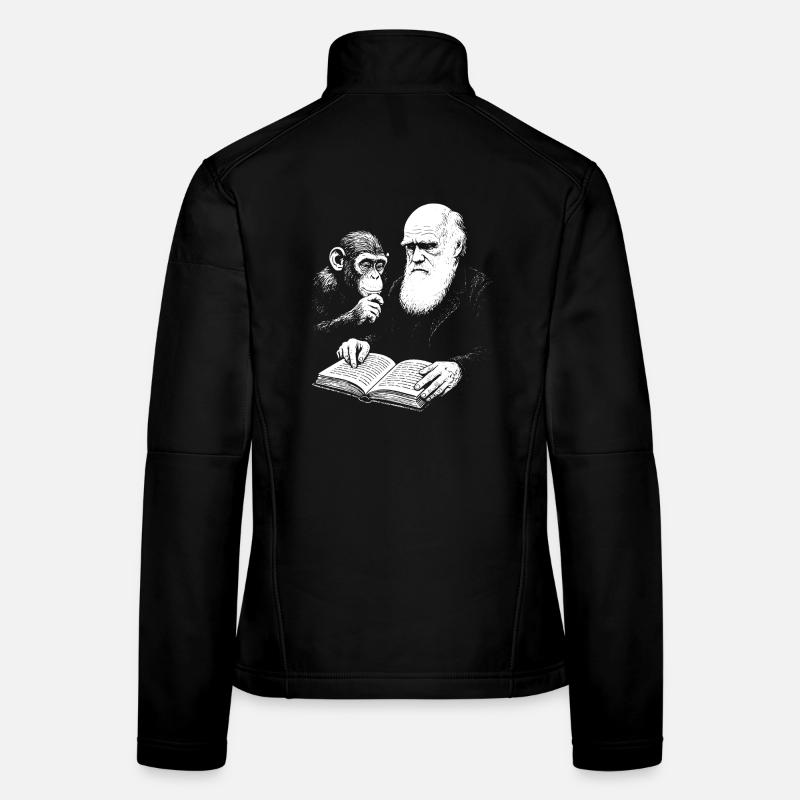 Charles Darwin lernt mit Monkey Frauen Softshelljacke