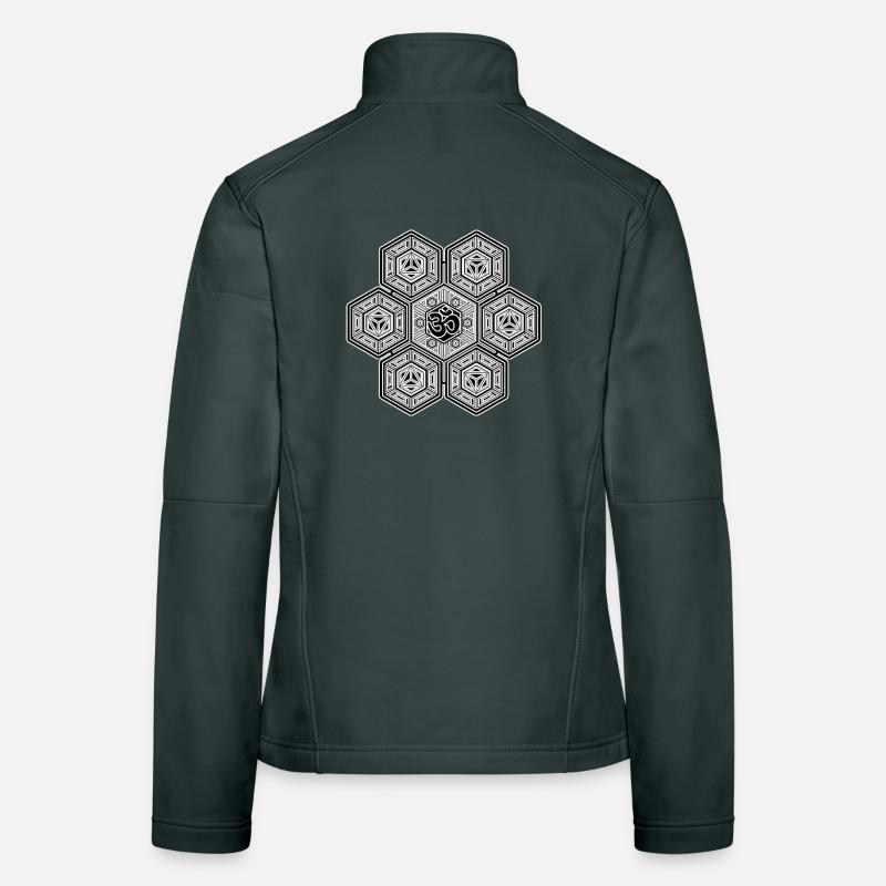 Mandala Hexagon Pattern Aum Sign Goa Psytrance Women's Softshell Jacket