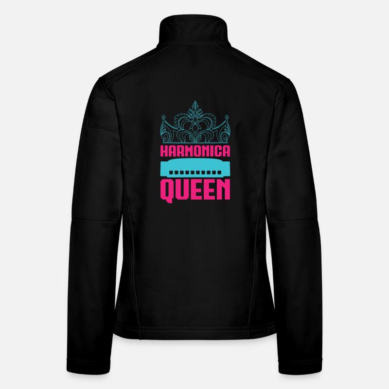 Funny Harmonica Player Queen Harmonica Women's Softshell Jacket