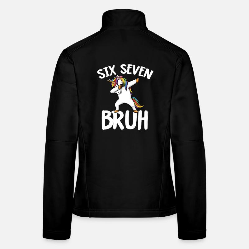 Sechs Sieben-Einhorn mit Regenbogen abtupfen Frauen Softshelljacke