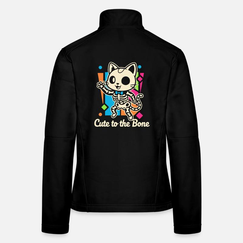 Motif squelette de chat Ronronnement Veste en tissu softshell Femme