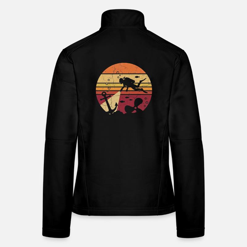 Diver Retro Sunset - Anchor & Wreck - Women's Softshell Jacket - black