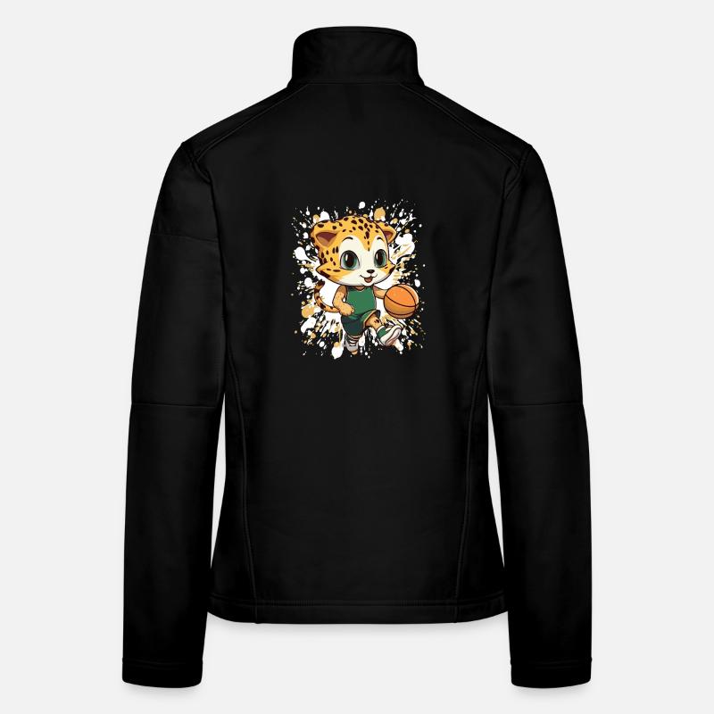 Chaton de basket en vert Veste en tissu softshell Femme