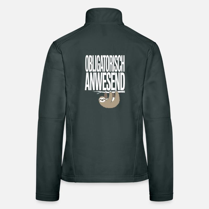 Mandatory Present Sloth Telco Meeting Office Women's Softshell Jacket