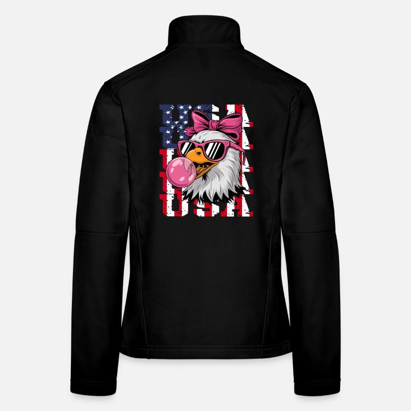 USA Eagle With Sunglasses Bubblegum Pink Women's Softshell Jacket