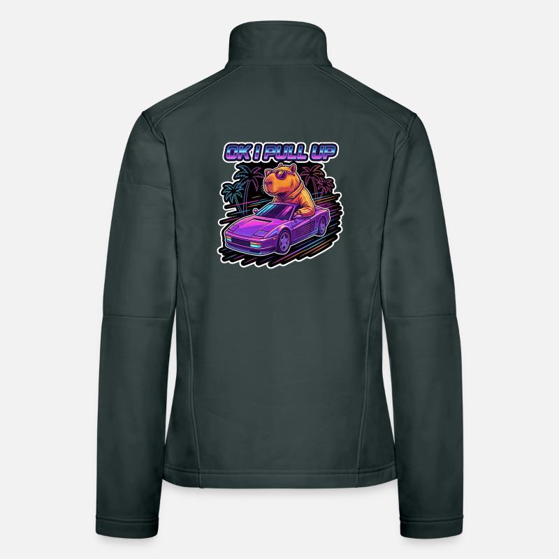 OK I Pull Up Capybara Retro Women's Softshell Jacket