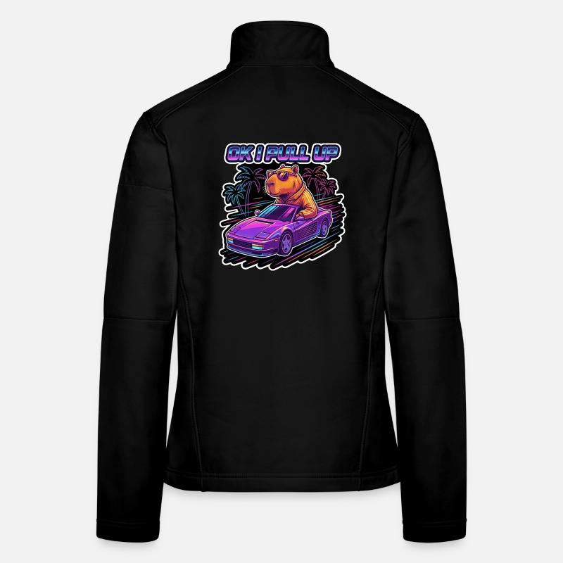 OK I Pull Up Capybara Retro Frauen Softshelljacke