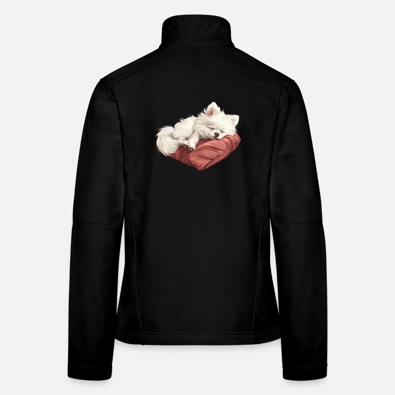 Sleeping Spitz puppy Women's Softshell Jacket
