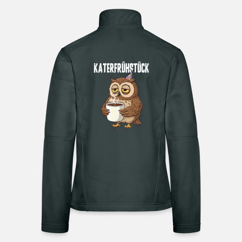 Chouette de petit-déjeuner pour la gueule de bois avec café Gueule de bois drôle Veste en tissu softshell Femme