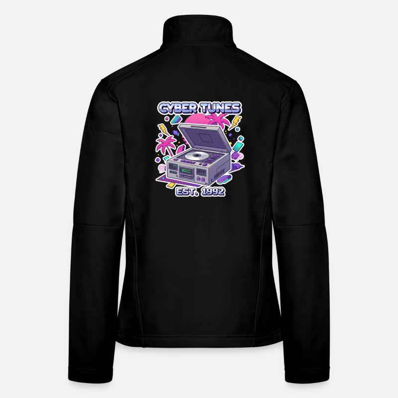 Cyber Tunes 1992 – Conception de lecteur CD rétro Veste en tissu softshell Femme