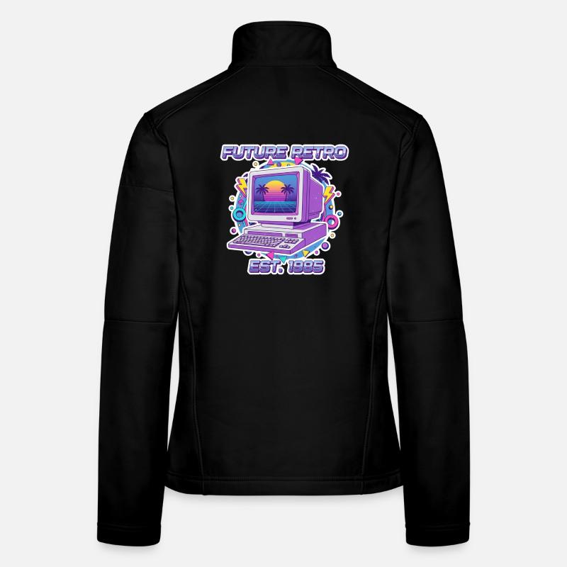 Future Retro 1985 – Vintage Computer Design - Frauen Softshelljacke - Schwarz