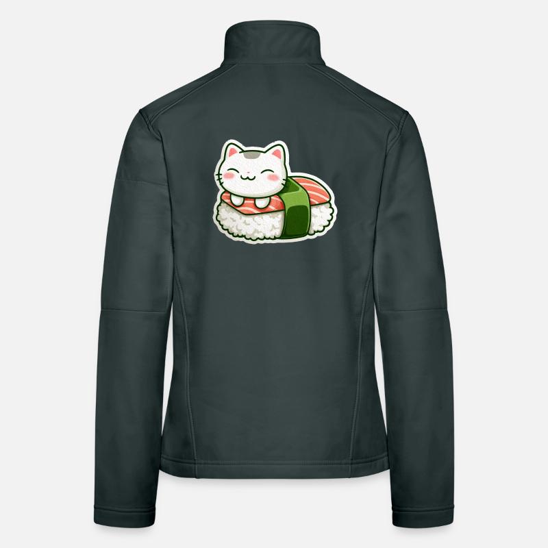 Kawaii Sushi Cat on Roll Women's Softshell Jacket