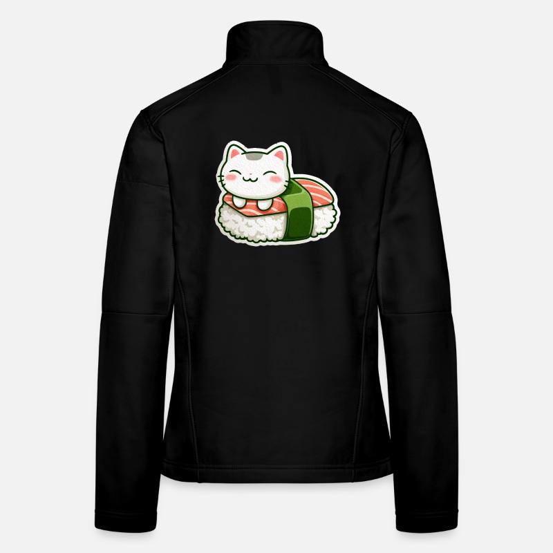 Kawaii Sushi Cat en Roll Veste en tissu softshell Femme