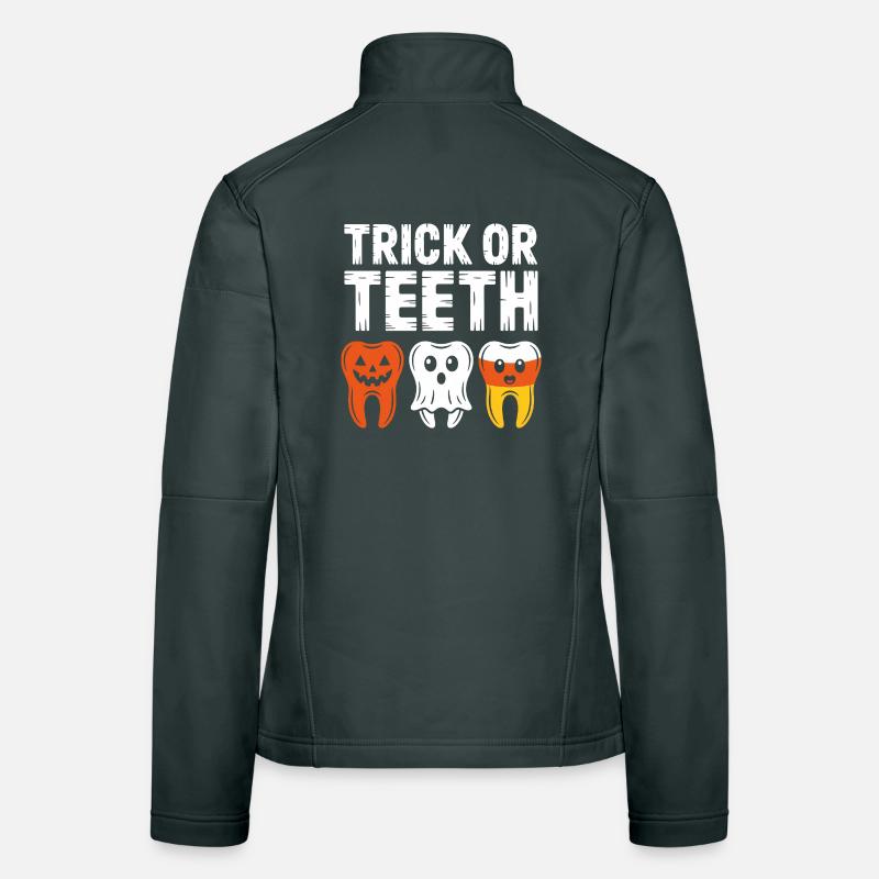 Trick oder Teeth Halloween-Trio Frauen Softshelljacke