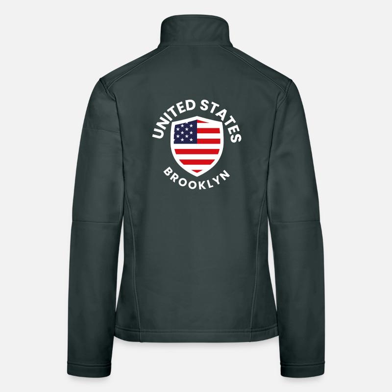 Brooklyn USA Shield avec drapeau Veste en tissu softshell Femme