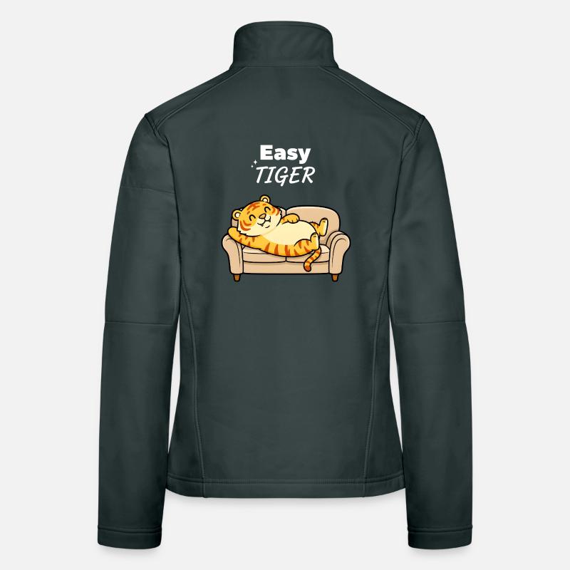 Easy Tiger Relaxed on Sofa Cute Cartoon Design Women's Softshell Jacket