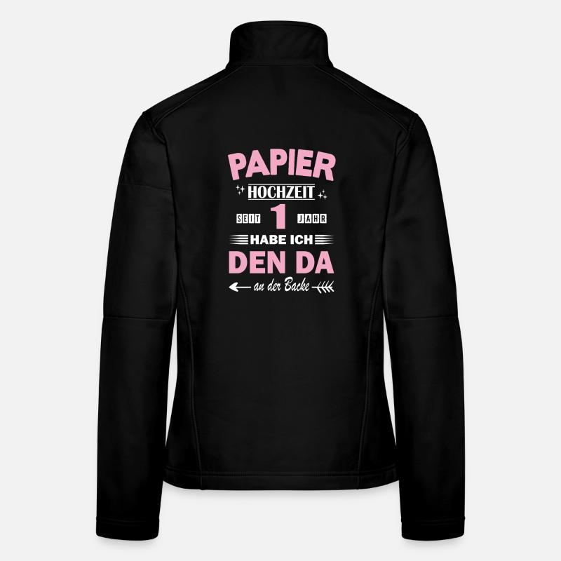 1er anniversaire de mariage Mariage Mariage papier Mariage 1 an Veste en tissu softshell Femme