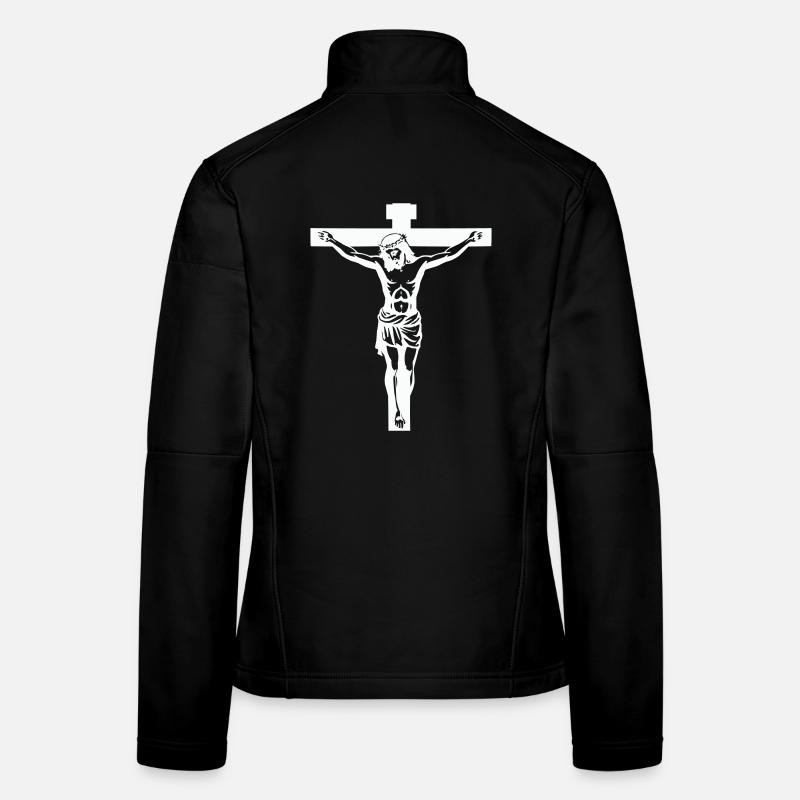 Jesus Kreuz - Frauen Softshelljacke - Schwarz