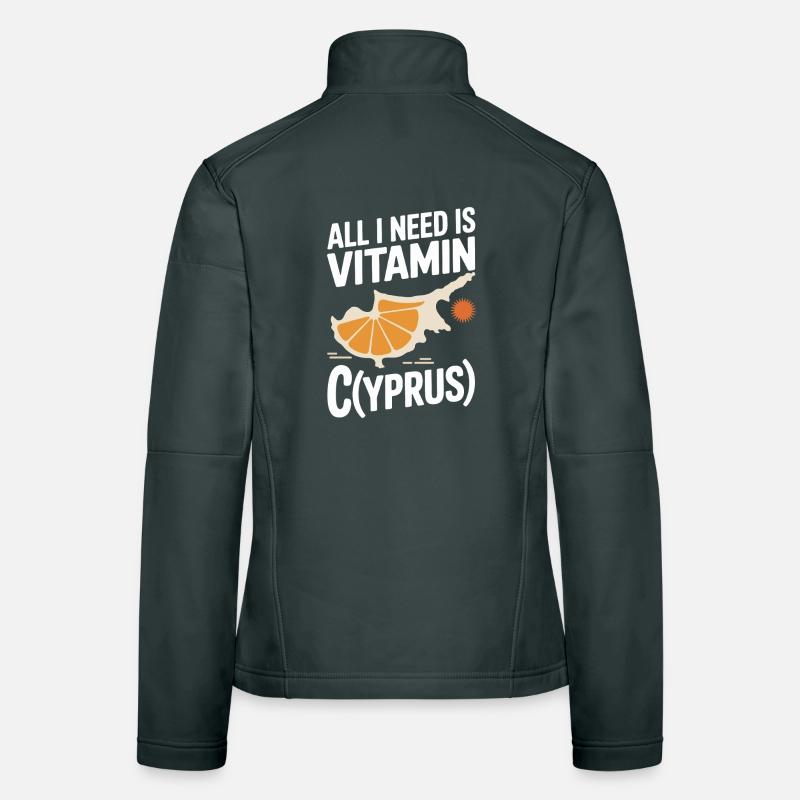 Chypre Tout ce dont j’ai besoin, c’est de vitamines Chypre Drapeau chypriote Veste en tissu softshell Femme